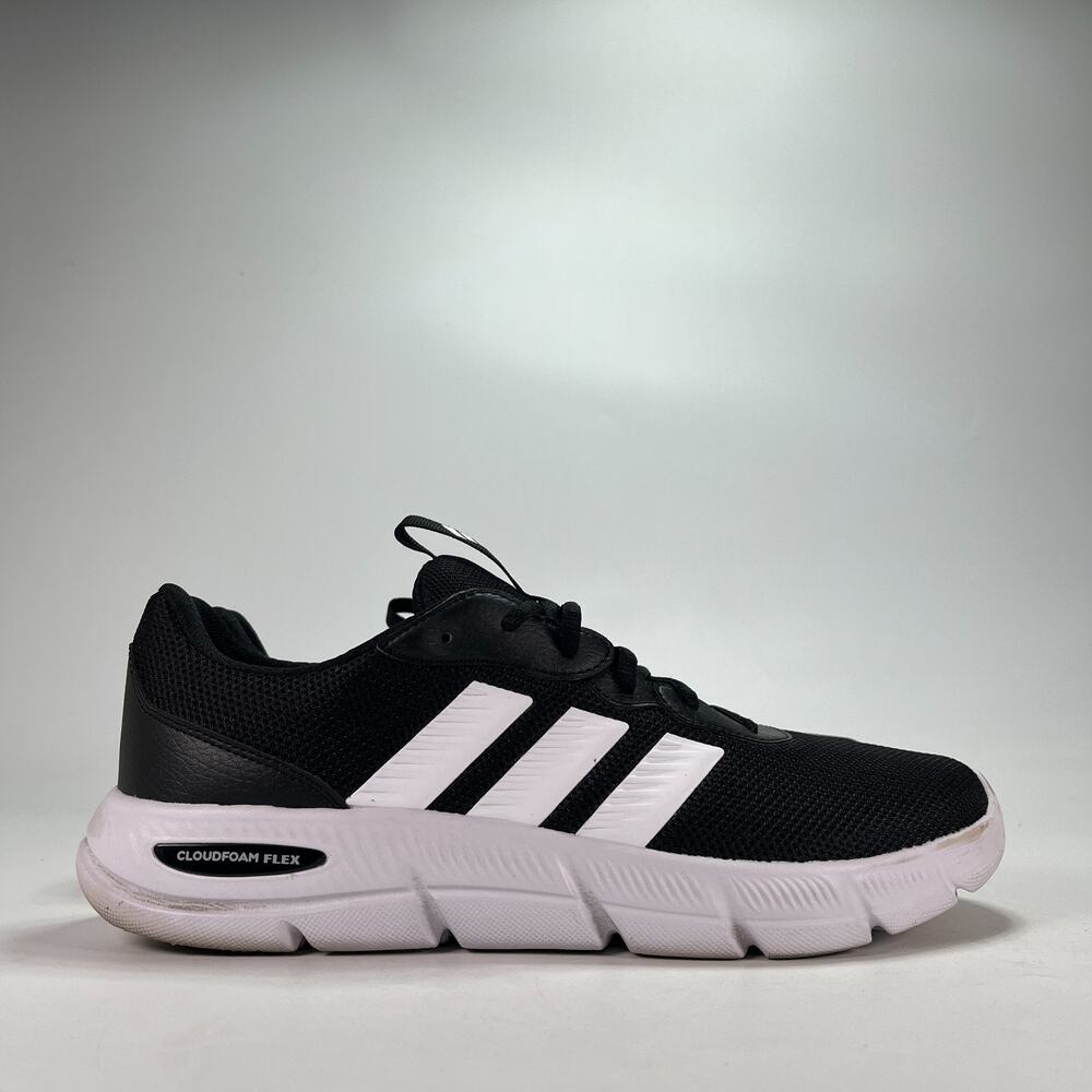 adidas Cloudfoam Flex Laces Black White Casual Walking Shoes HQ4854 Men's Sz 11